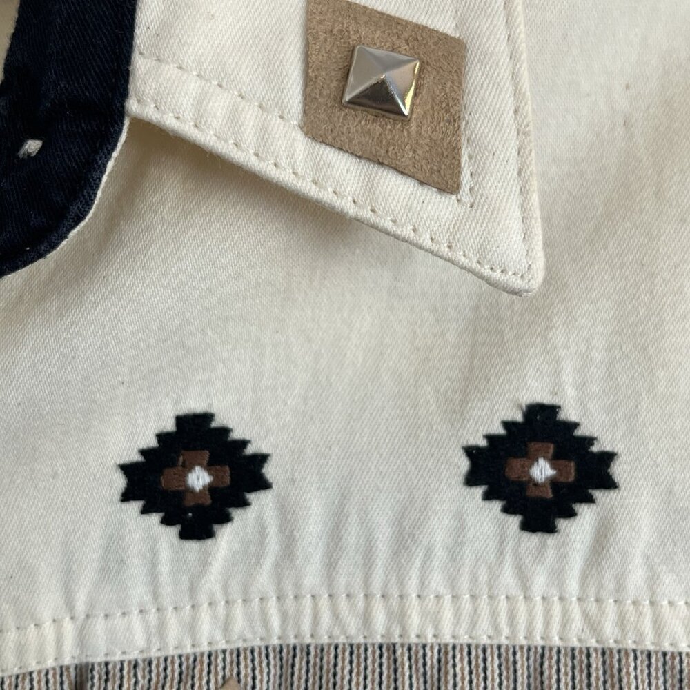 Vtg 80s Womens Wrangler Western Shirt M Native American Concho Feathers Cowgirl - Picture 8 of 15